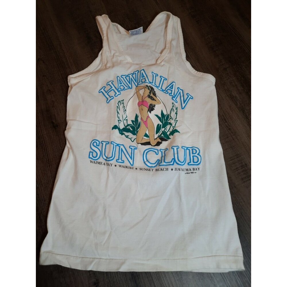 Vintage hawaiian sun club Tank Top T-Shirt  80s poly prints size small